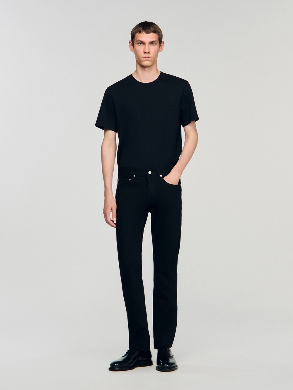 Sandro Mens 30x27 Black Slim Fit Washed Stretch Denim Jeans